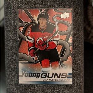 Jack Hughes Young Guns Renewed Hockey Card - Red and Black